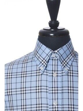 Burberry London NWOT Blue Nova Check Button Down Shirt L 37636
